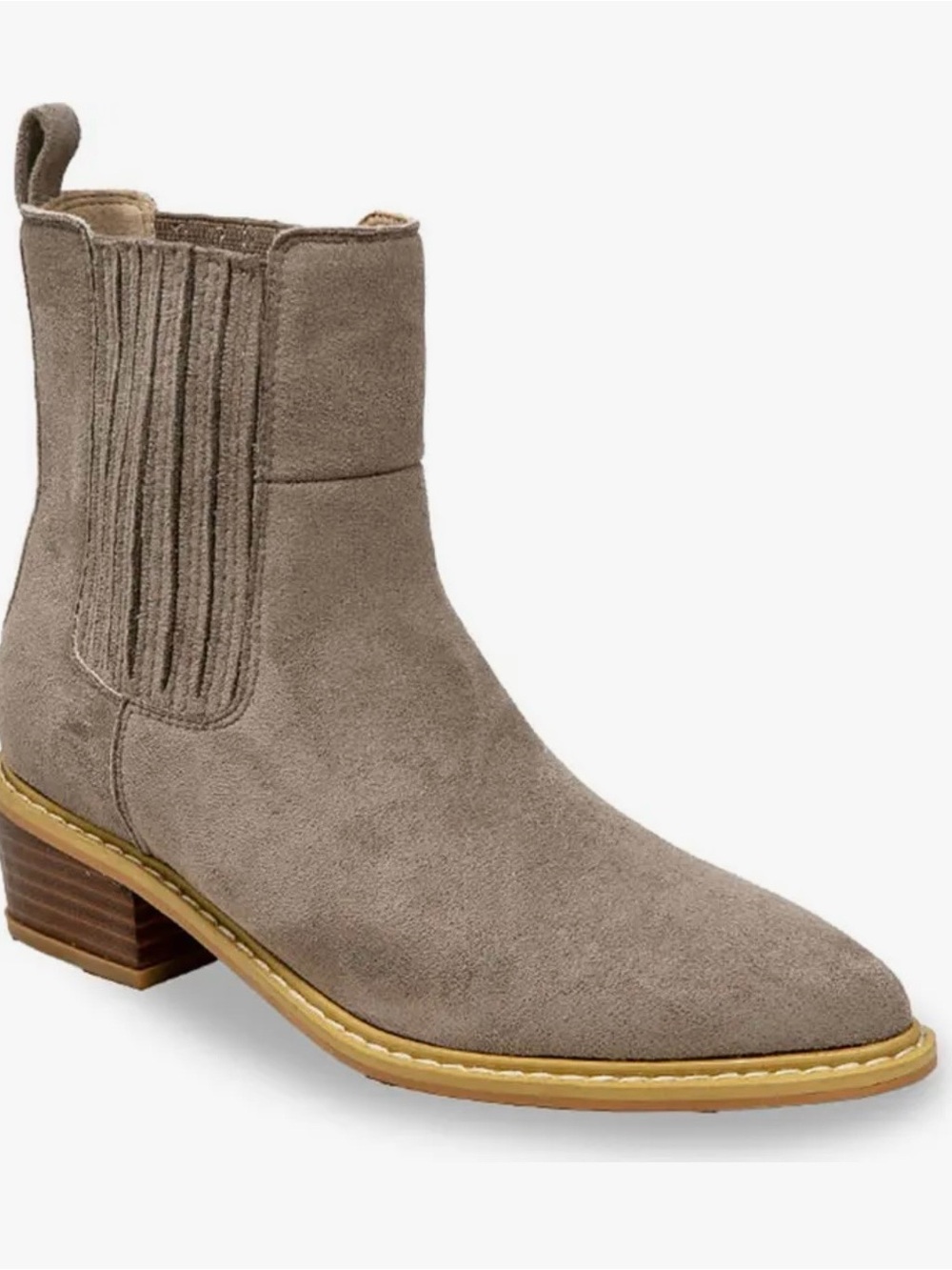 Women's faux Suede Chelsea Boot in Taupe